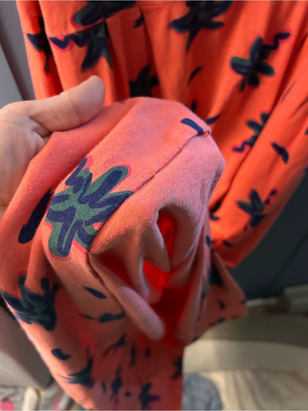 Orangey Coral Palm-Print Sleeveless Sundress - Picture 3 of 5